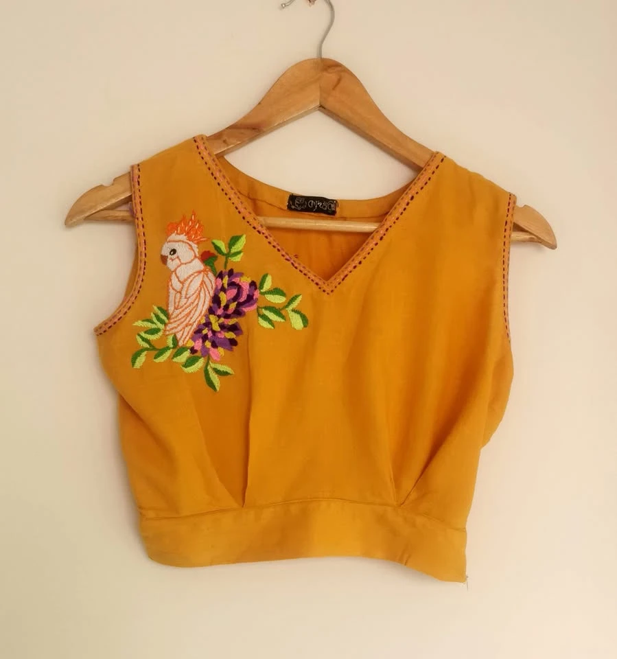 Mustard colour cotton blouse