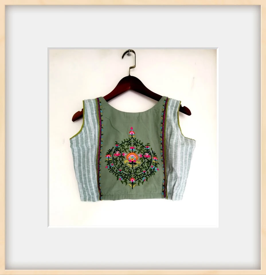 Pest green cotton blouse