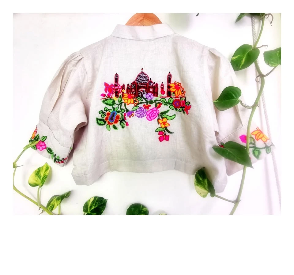 Beige colour cotton blouse