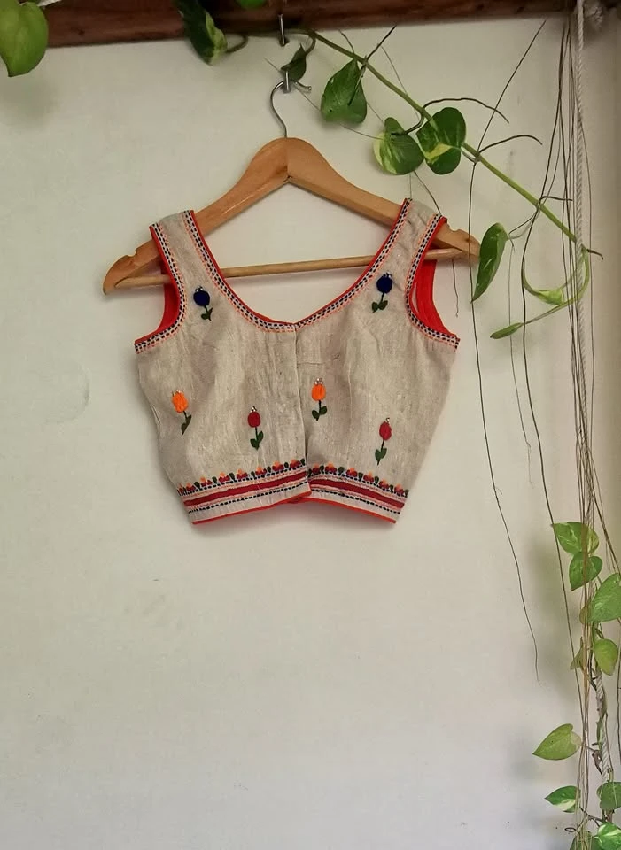 Beige colour cotton blouse