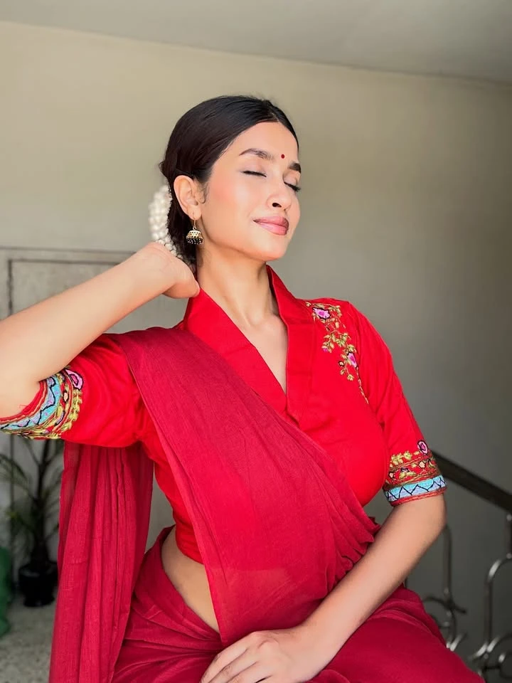 Red cotton blouse