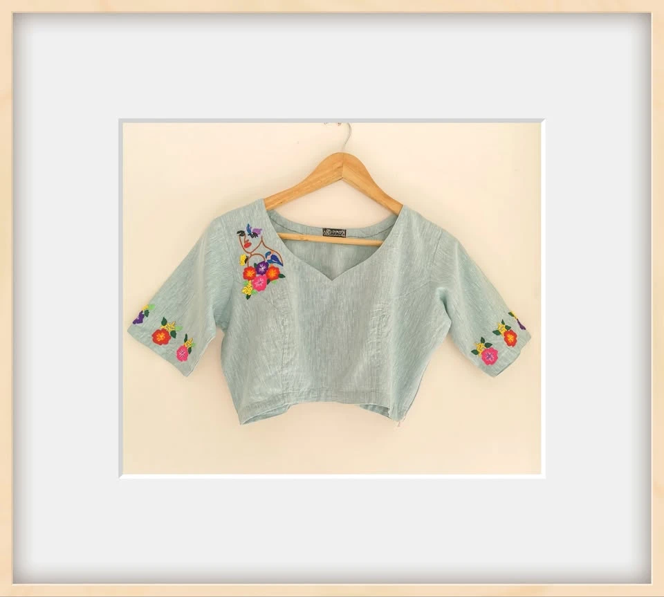Light Aqua cotton blouse